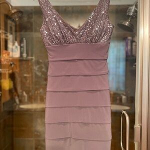 Elegant Mauve Sequin Dress